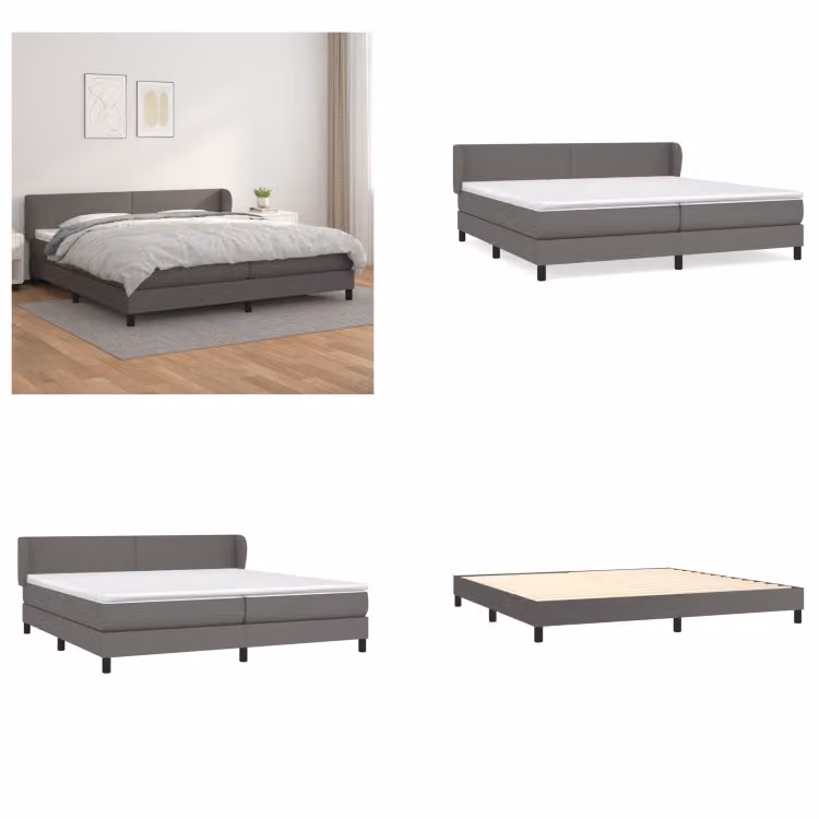 vidaXL Letto a molle con materasso grigio 200x200 cm in Similcuoio - Letto a molle - Boxspringbetten - Bett - Schlafzimmermöbel