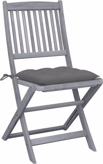 Set di 2 sedie pieghevoli vidaXL in legno di acacia con cuscini grigi per giardino e terrazza