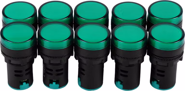 10Pcs AC/DC 24V 22mm filettatura LED indicatore elettronico luce di segnale (verde)