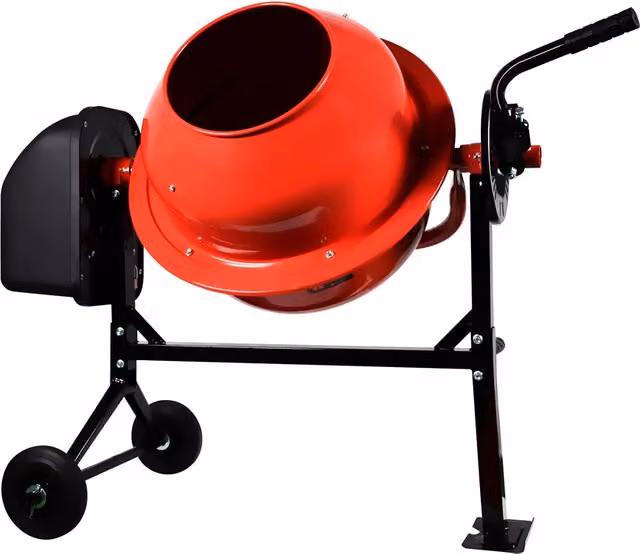 Betoniera elettrica BOUDECH rossa da 70L con due ruote, impastatrice e miscelatore per cemento 275W 220V – 1