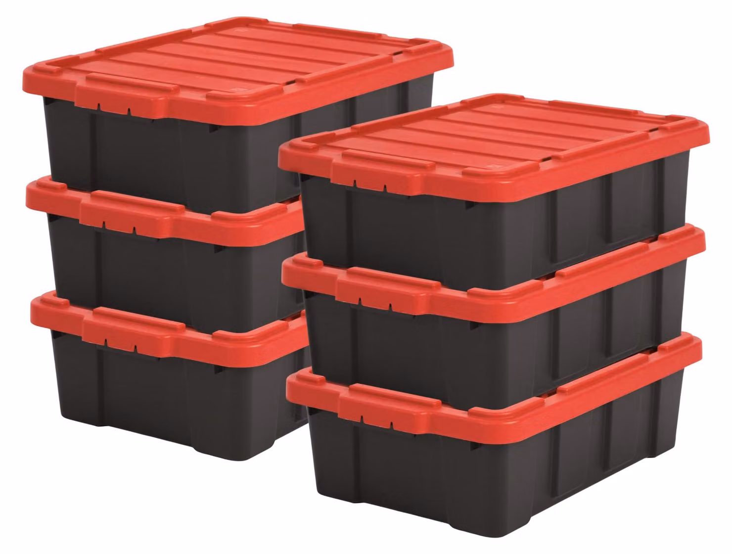 Contenitori organizzativi Iris Ohyama, capacità 25L, set da 6, colore rosso, compatti, robusti, impilabili, contenitori per l'organizzazione, ideali per garage, scaffali, traslochi, realizzati in plastica, versatili, adatti anche come scatole per attrezzi