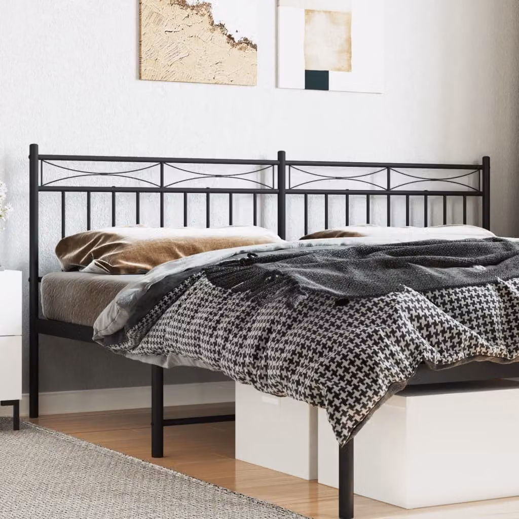 Testiera di ricambio vidaXL in metallo nero laccato, stile classico, L: 198 cm