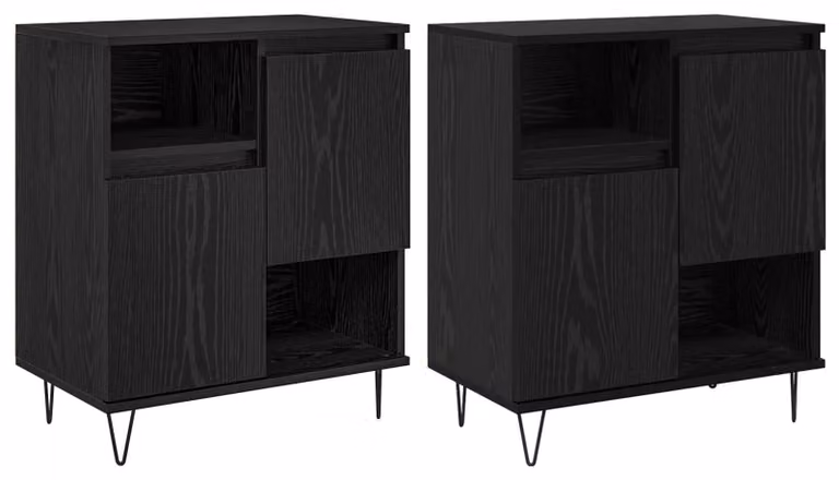 Credenza 2 pcs Rovere Nero 60 x 35 x 70 cm