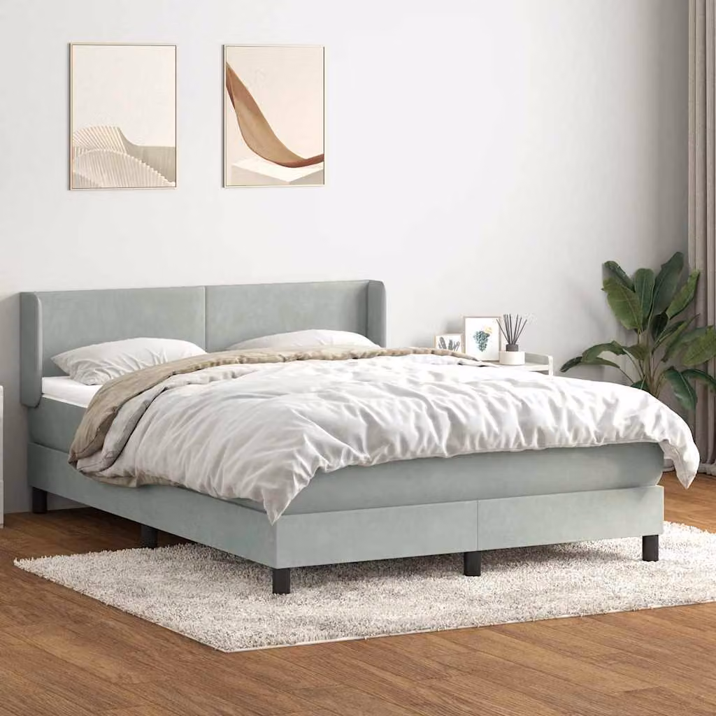 Maison Exclusive - Giroletto a Molle con Materasso Grigio Chiaro 160x210cm Velluto