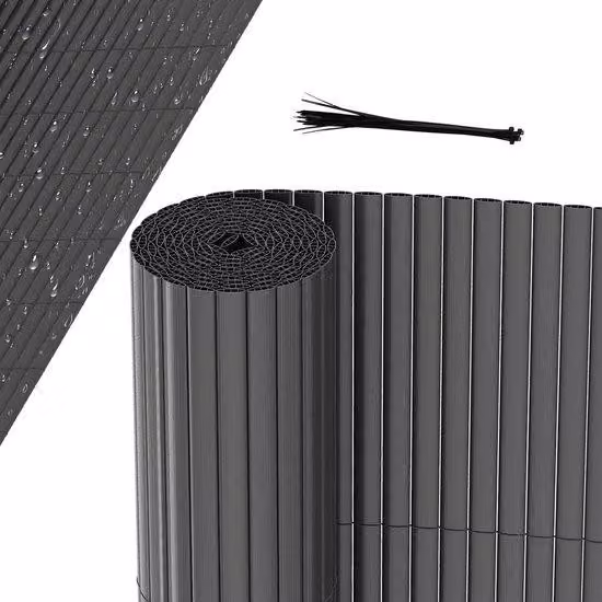 Recinzione da giardino in PVC 1,4 x 3 m - Protezione della privacy e divisorio per balconi - Grigio