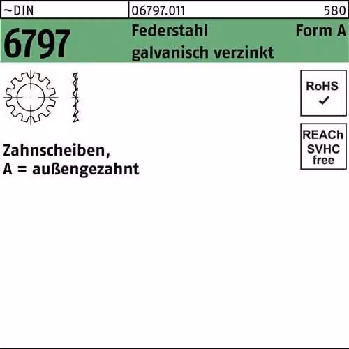 Dischi dentati Reyher DIN 6797 SpringSt. A 21 vz 067970119210000 (100 pezzi)