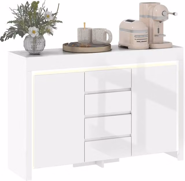 Buffet con cassetti e ante ¨C zephmum ¨C 120x34x80 cm bianco lucido