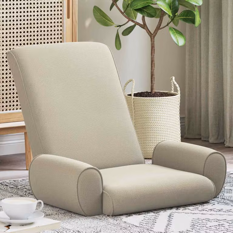 Sedia da pavimento regolabile vidaXL in velluto color sabbia/beige