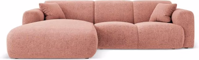 Divano angolare sinistro Nolio Cosmopolitan Design a 4 posti in ciniglia rosa L/P/H: 260 x 114 x 72 cm