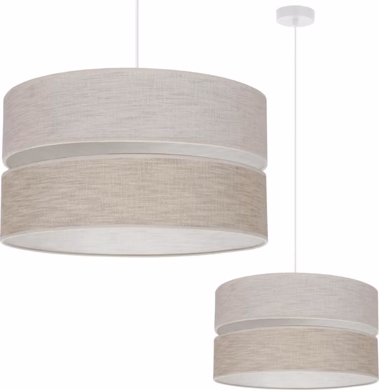 Lampada a sospensione Len Duo bianco 1 luce paralume beige-beige L06 40cm