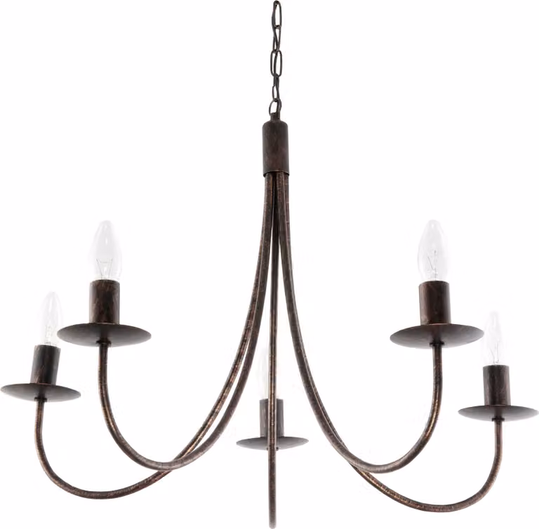 Lampada a sospensione tradizionale, portacandele, nero, oro antico, LUMEN OLD 710