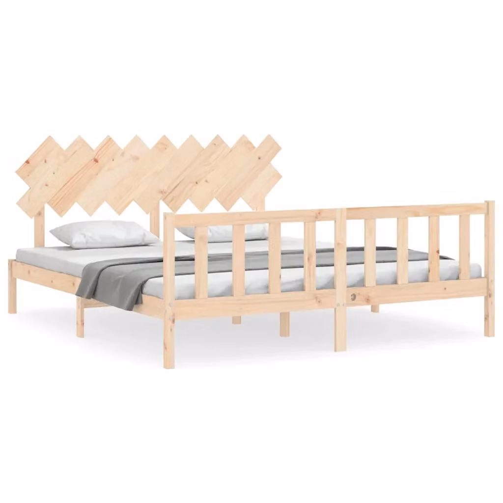 Letto con Testiera Super King Size in Legno di Pino Massello vidaXL L/P/H: 205.5 x 180 x 80.5 cm – 2