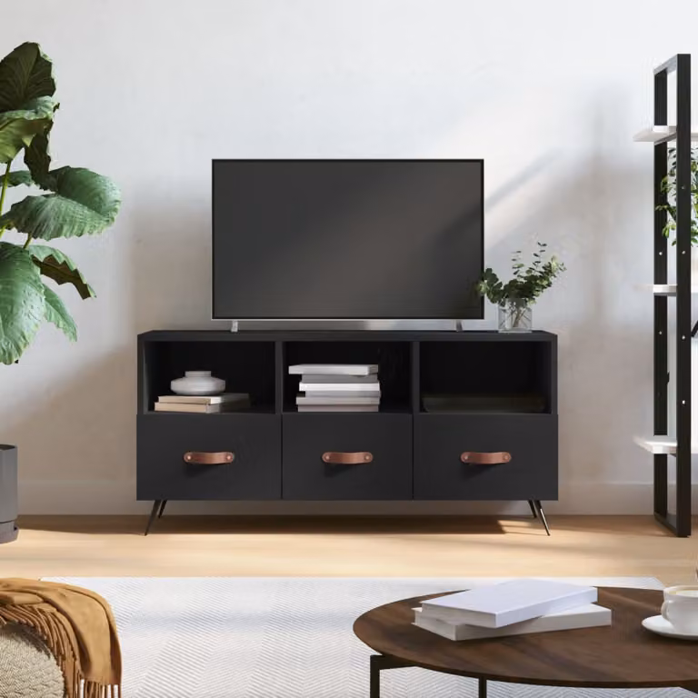 vidaXL Mobile Porta TV Moderno Nero in Legno e Metallo L: 102 cm, P: 36 cm, H: 50 cm