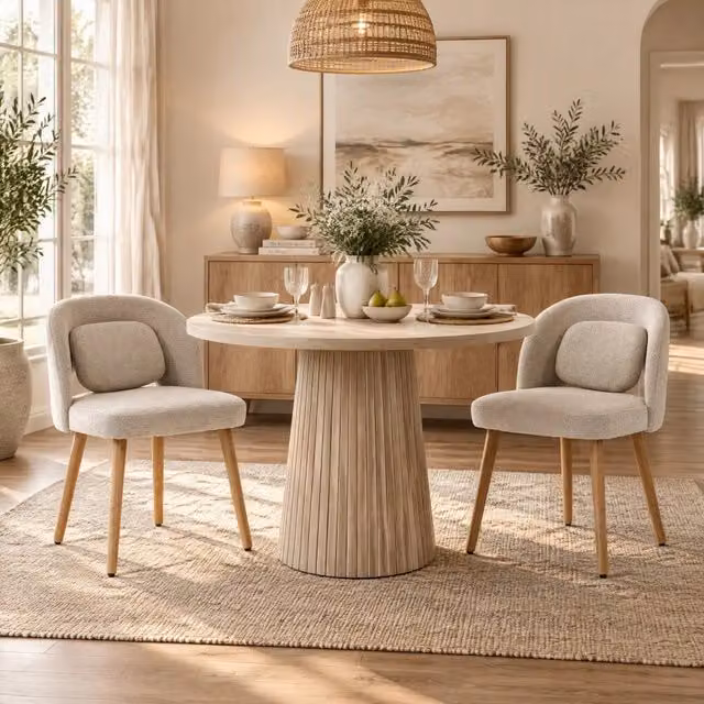 Set di 2 Sedie da Pranzo in Legno con Cuscino Imbottito