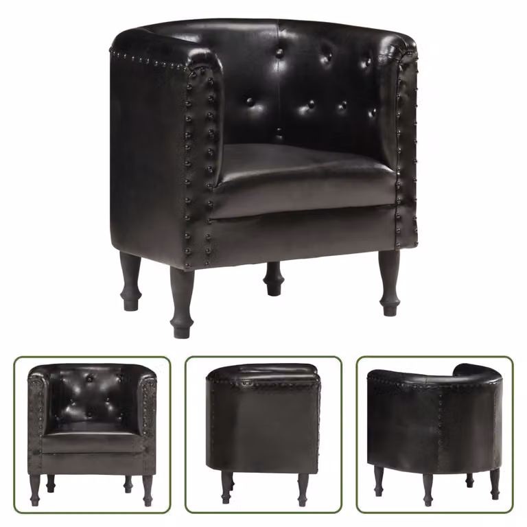 The Living Store Poltrona in vera pelle nera