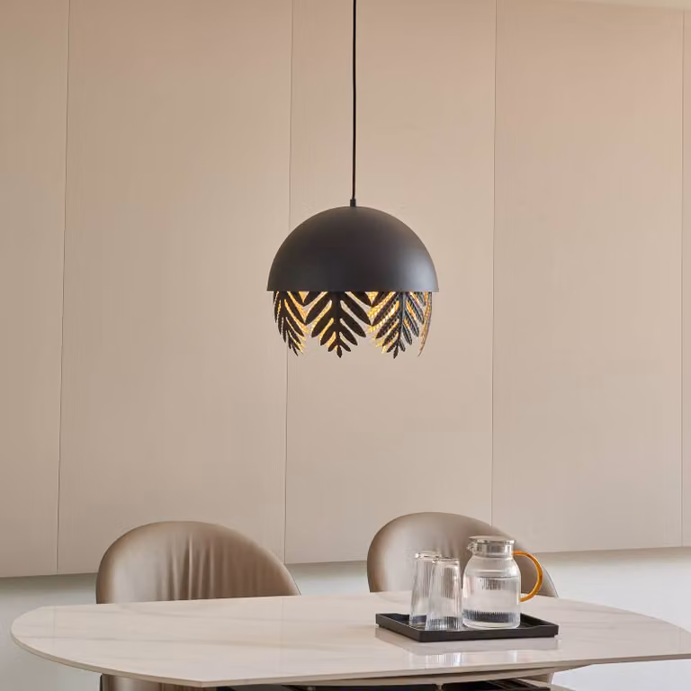 Lampada a sospensione Aparas Lucande, dimmerabile, Nero, Soggiorno / Sala da pranzo, Metallo, Design, Lampada a sospensione