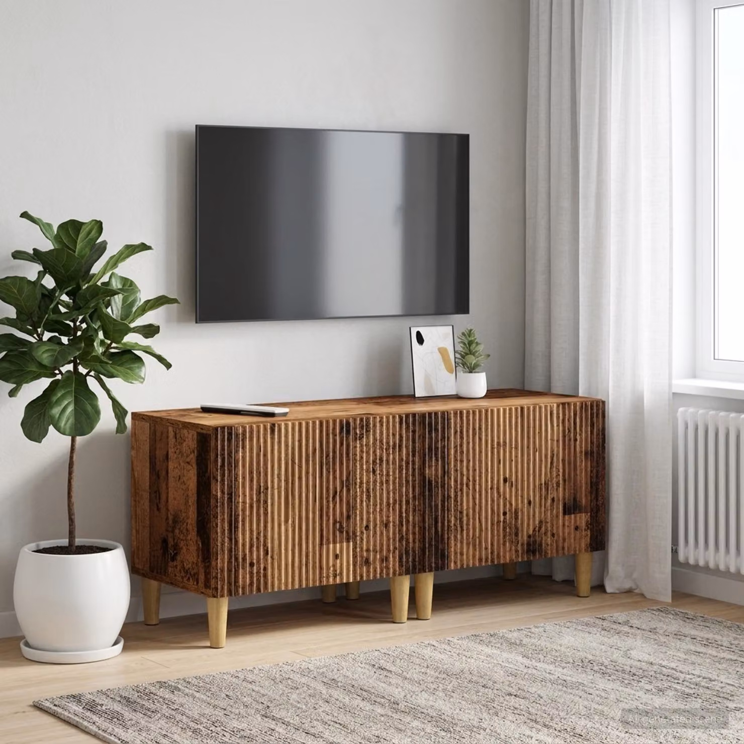 Mobile TV vidaXL in legno antico marrone con scomparti multimediali per soggiorno