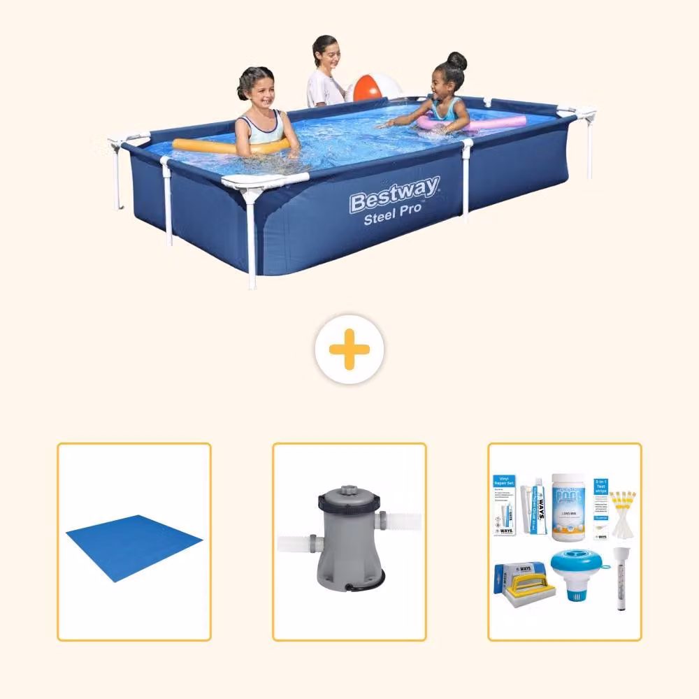 Bestway Steel Pro, piscina rettangolare - 221x150x43 cm - 4 pezzi - Modello S22291