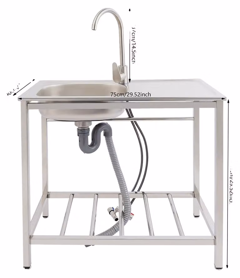 Lavello da esterno, acciaio inox, design indipendente, argento