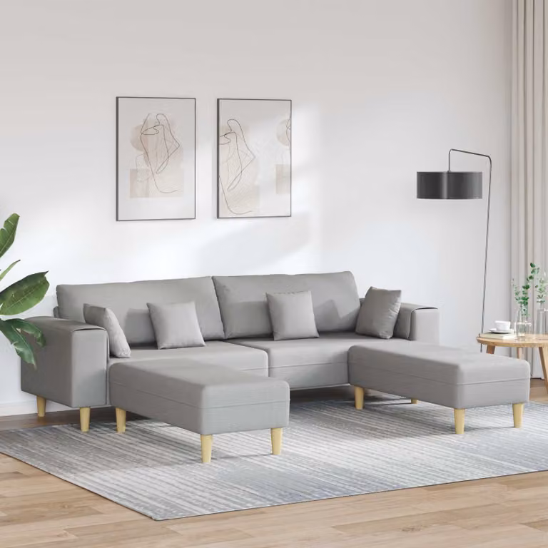 Divano moderno a forma di U vidaXL in tessuto grigio con cuscini inclusi per il tuo soggiorno