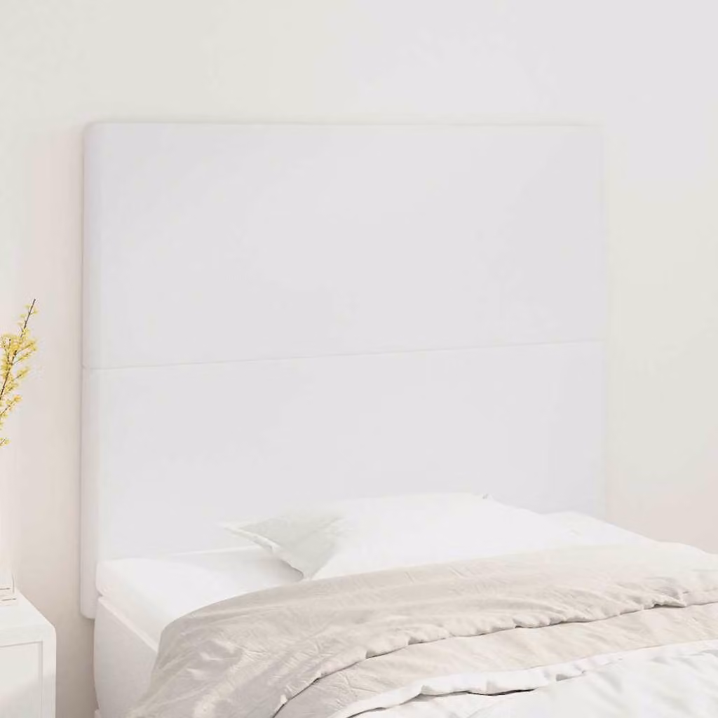 Testiera per letto vidaXL in similpelle bianca con pannello imbottito, L: 80 cm, P: 5 cm, H: 118-128 cm