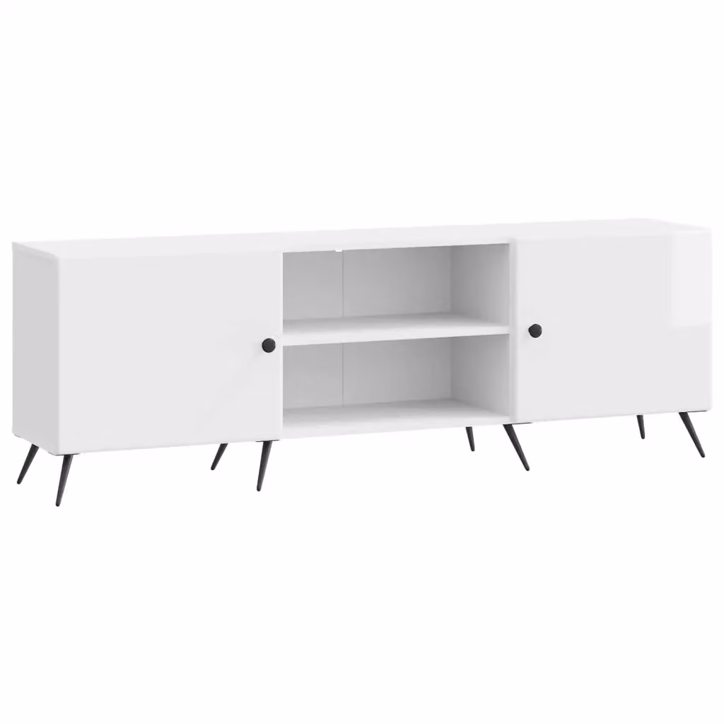 Mobile TV Bianco Lucido Design In con scomparti multimediali L: 150 cm, P: 31 cm, H: 50 cm – 2