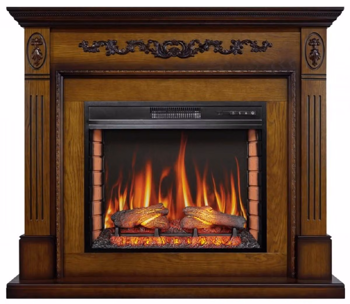 Casa Padrino Barock LED Caminetto elettrico Braun 128 x 38 x H. 110,5 cm