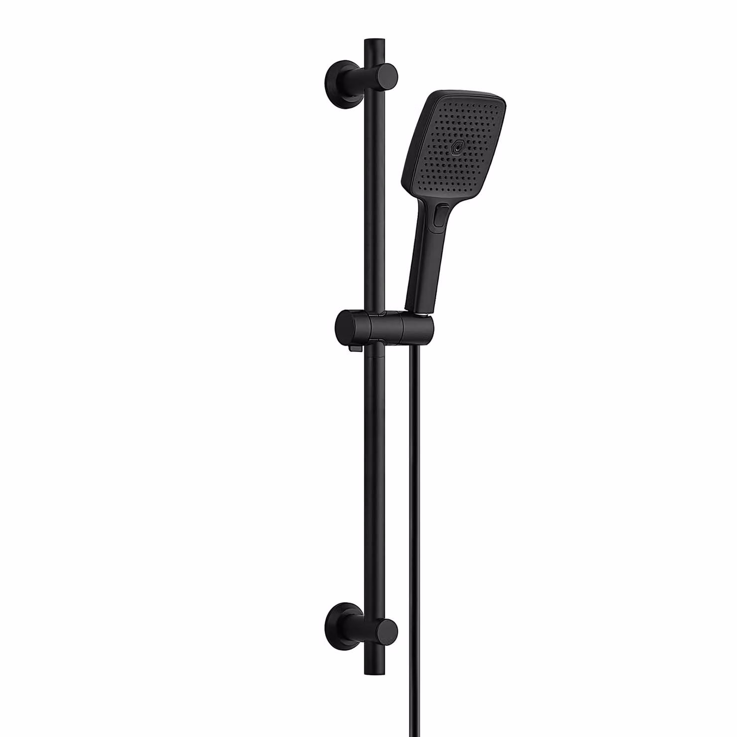 JOHO Barra doccia in acciaio inossidabile da 70 cm con soffione, tubo flessibile e supporto; set doccia con supporto regolabile per soffione e doccetta a 3 getti, nero
