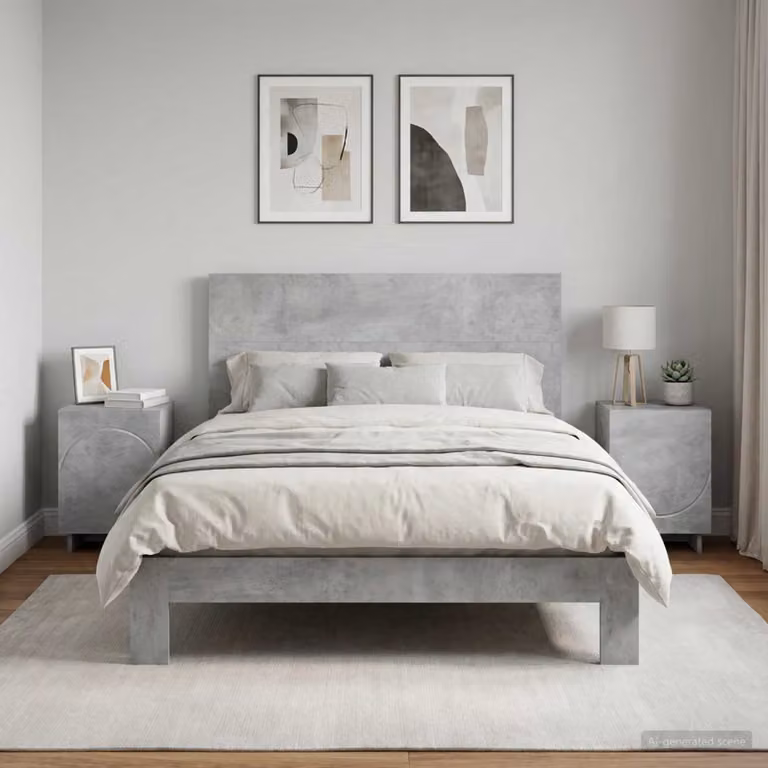Set di 2 comodini moderni vidaXL in grigio cemento, L 33,5 cm x P 34,5 cm x H 50 cm
