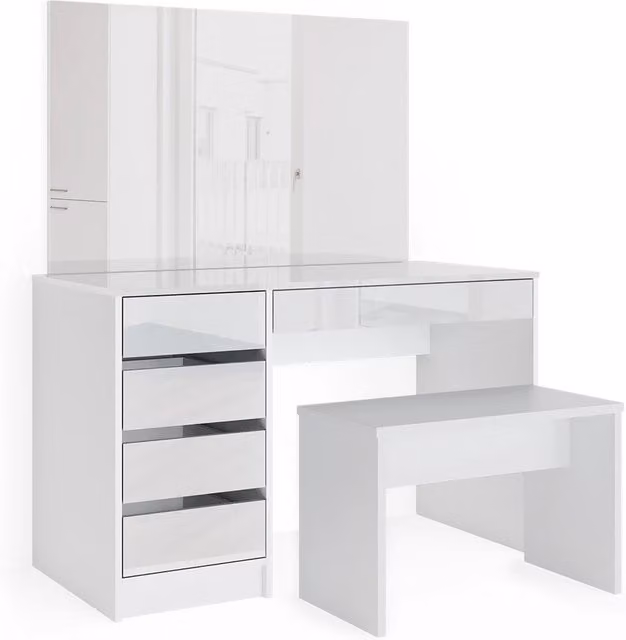 Tavolo da toeletta Sherry Bianco 120 cm con specchio e panca Vicco