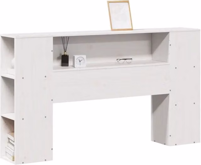 Testiera | Testata con Ripiani Bianca 160 cm in Legno Massello di Pino
