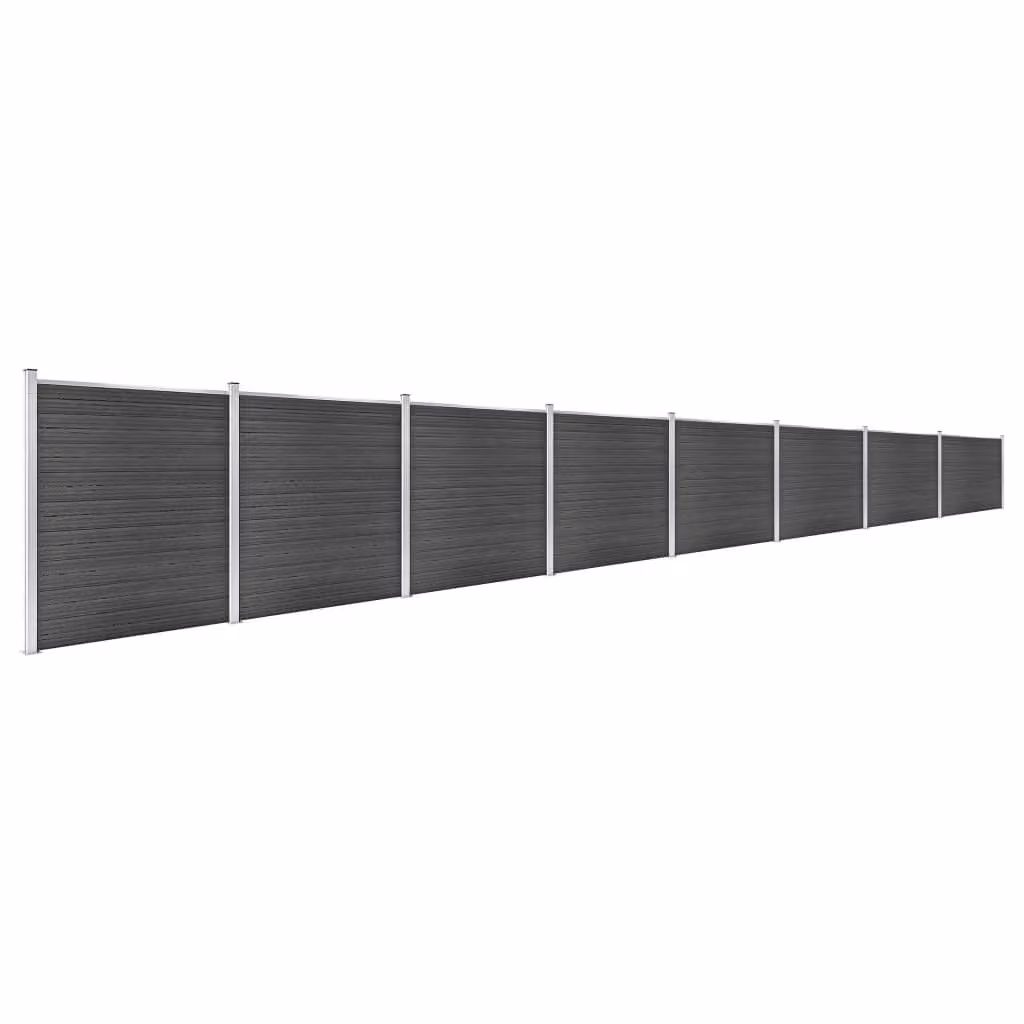 Set di elementi di recinzione WPC 1391x186 cm nero