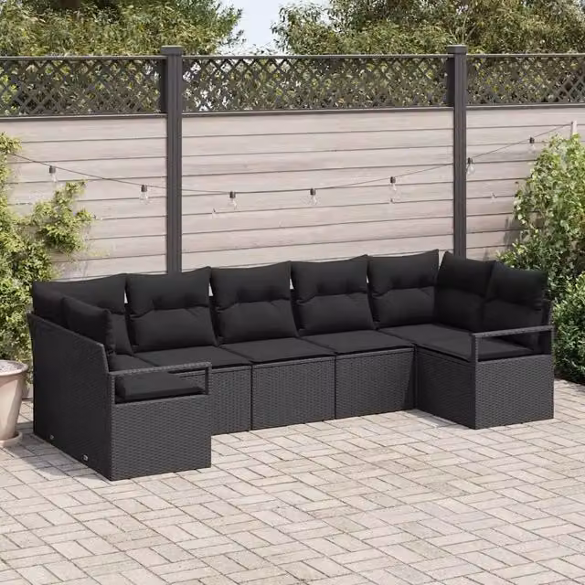 Set di divani 7 pz Nero polyrattan 3346533