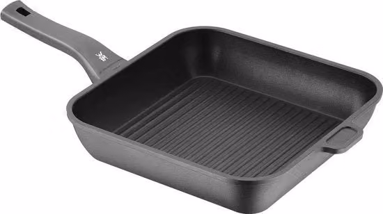 Griglia a induzione 28cm con fondo in alluminio rivestito - ideale per cotti croccanti - padella quadrata con manico in plastica