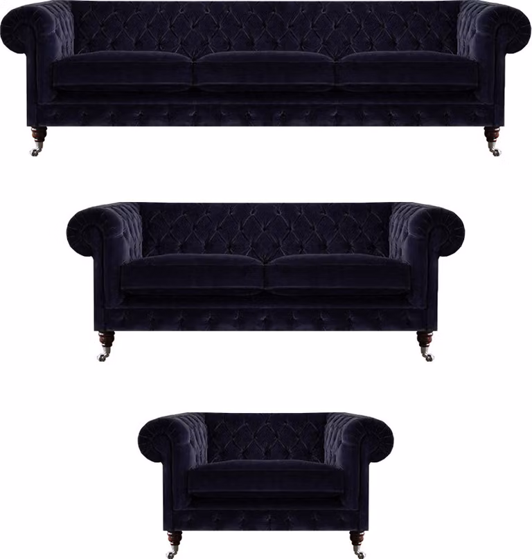 Polstermöbel Sessel Sofagarnitur Dreisitzer mit Zweisitzer Sofas Chesterfield