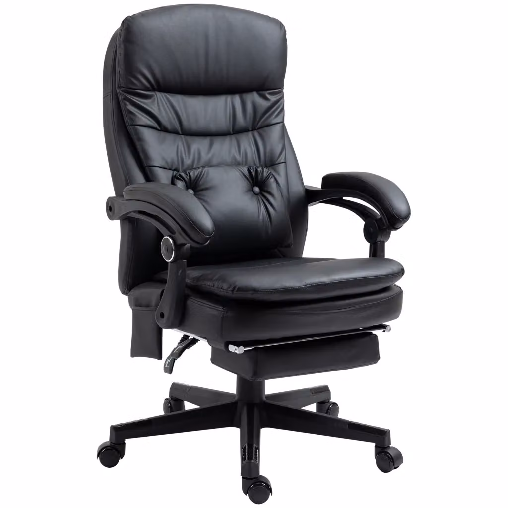 Sedia da Ufficio Executive Massaggiante in Similpelle con Presa USB e Poggiatesta, Nero, L: 64 cm, P: 69 cm, H: 107-115 cm – 2