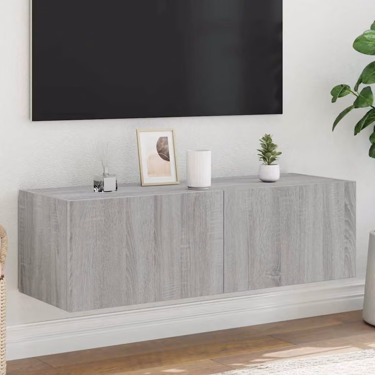 Mobile TV a parete vidaXL con luci LED Grigio Sonoma L: 100 cm, P: 35 cm, H: 31 cm