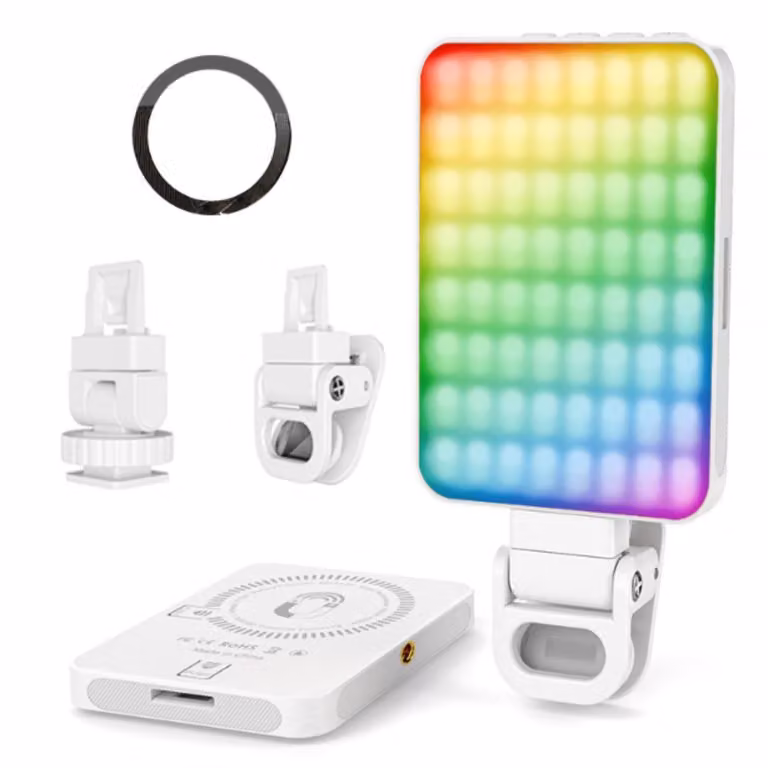 ZELURXX Luce video RGB LED portatile 2000mAh Magnetico Dimmerabile USB C Lampada da lavoro Multicolore Bianco
