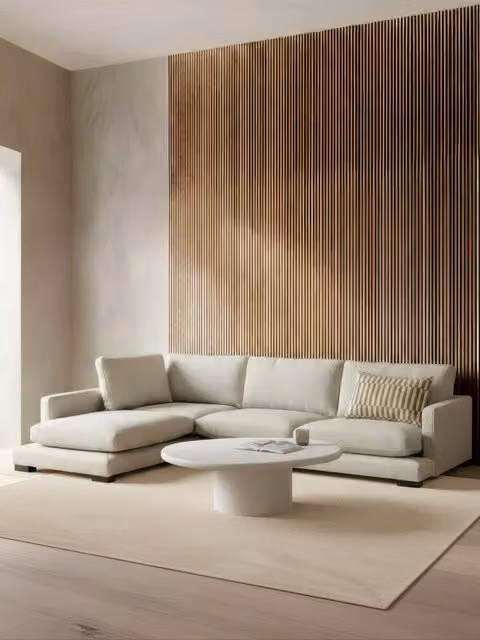 Chaise longue grande sinistra beige Kenay Home con struttura imbottita e design moderno per il tuo living – 1