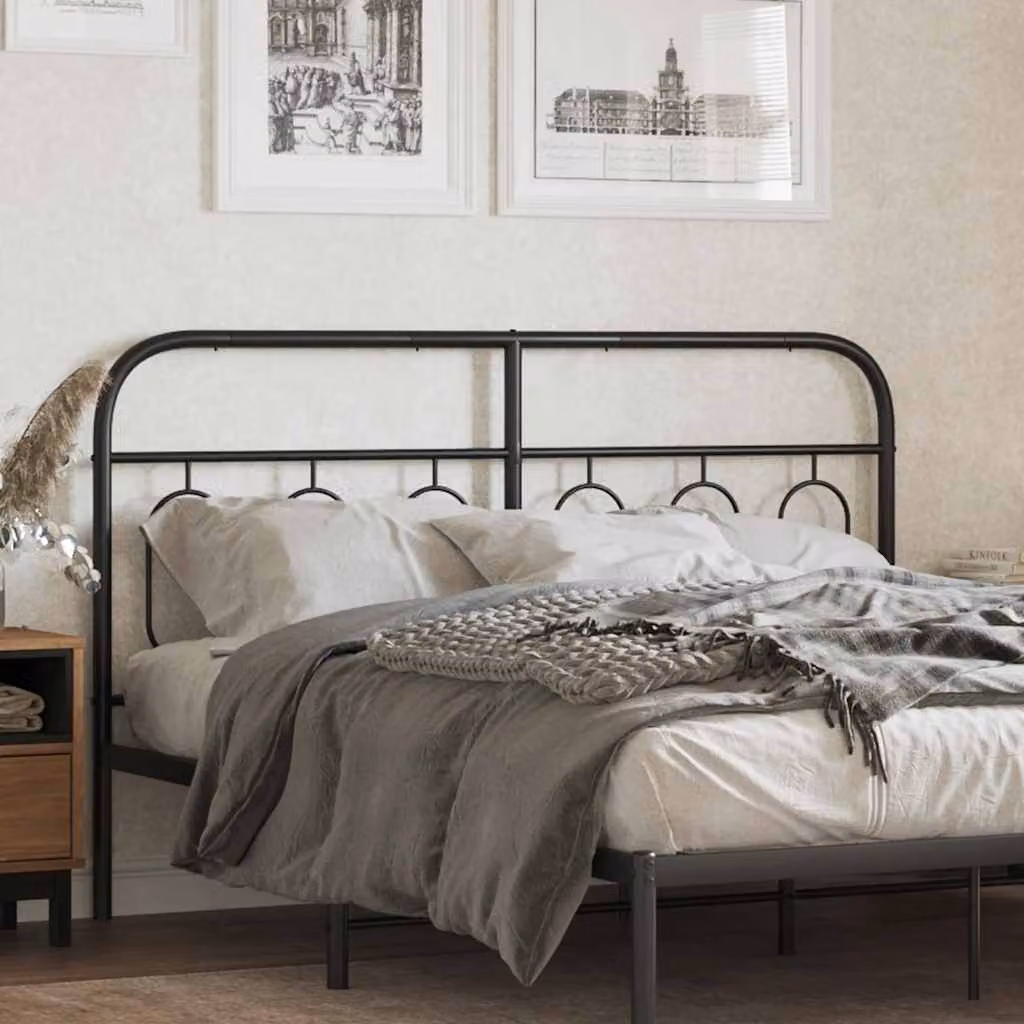 Testiera di ricambio in metallo nero vidaXL per letto 150x200 cm