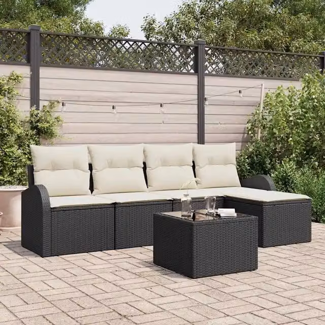 Set di divani 6 pz Nero e Bianco polyrattan 3354676