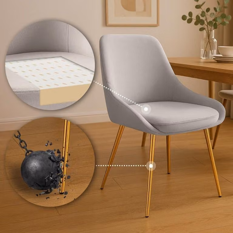 Set di 2 sedie da pranzo moderne - sedie in velluto - gambe dorate, particolarmente comode e resistenti