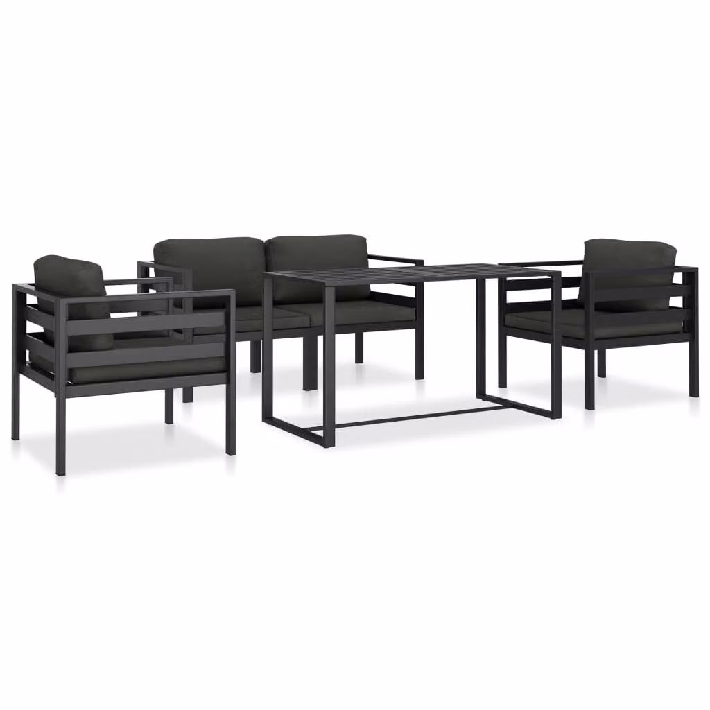 Maison Exclusive - Set divani da giardino 5 pezzi con cuscini alluminio antracite