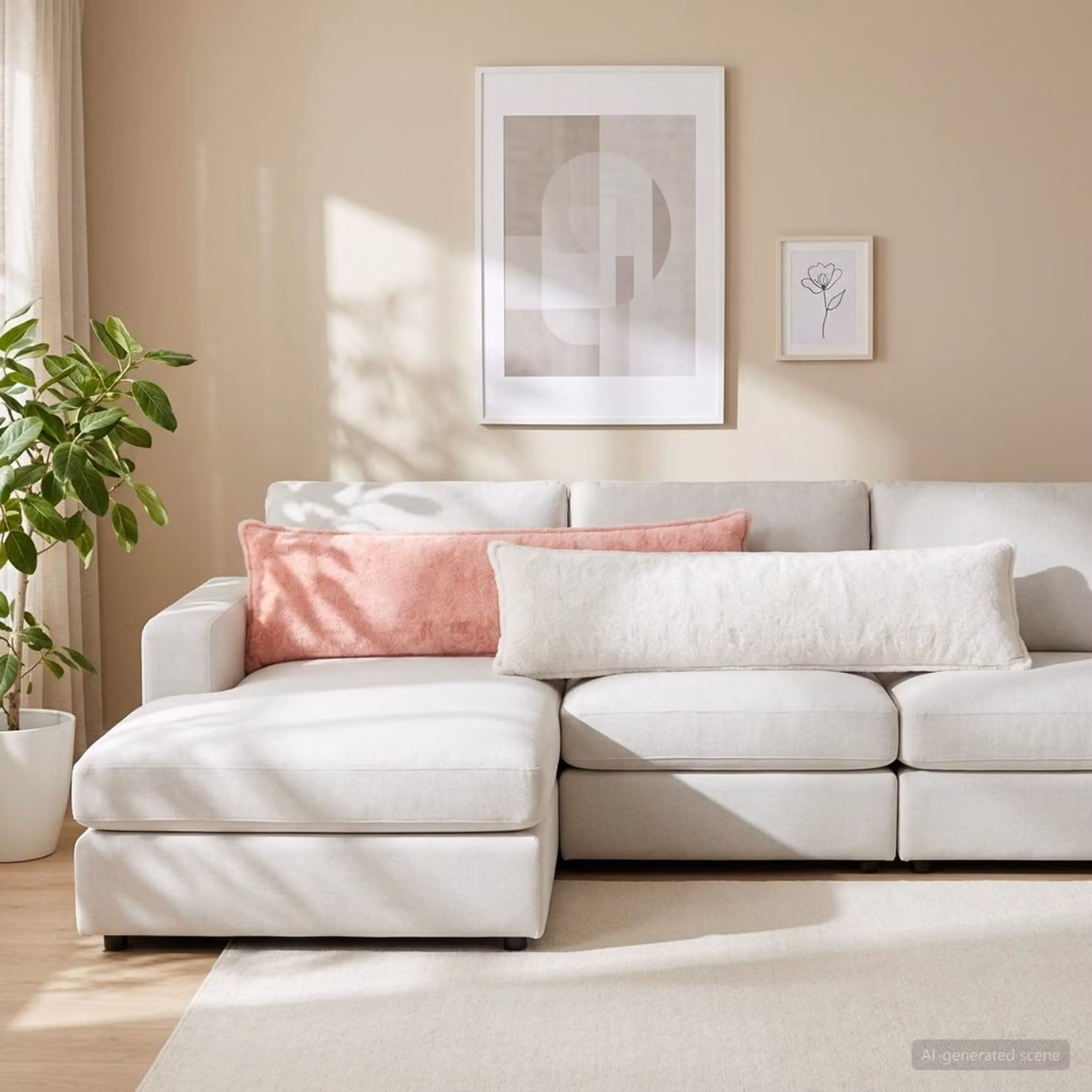 Set di 2 federe vidaXL HOUTEN rosa in pelliccia sintetica, L 145 cm x L 40 cm