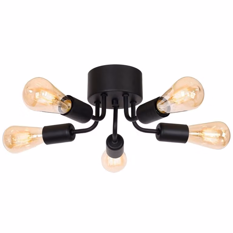 Brenda lampada da soffitto industriale nera 5xE27 15W Luminex
