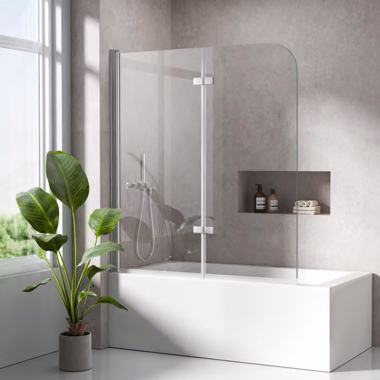 S'AFIELINA Cabine doccia pieghevole 2 pezzi per vasca 120x140 cm, vetro di sicurezza ESG 6 mm con rivestimento NANO Easy-Clean