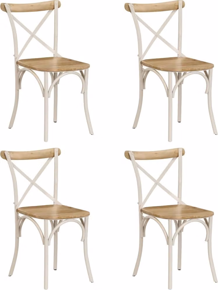 The Living Store Sedie da pranzo 4 pz. Legno massiccio di mango bianco