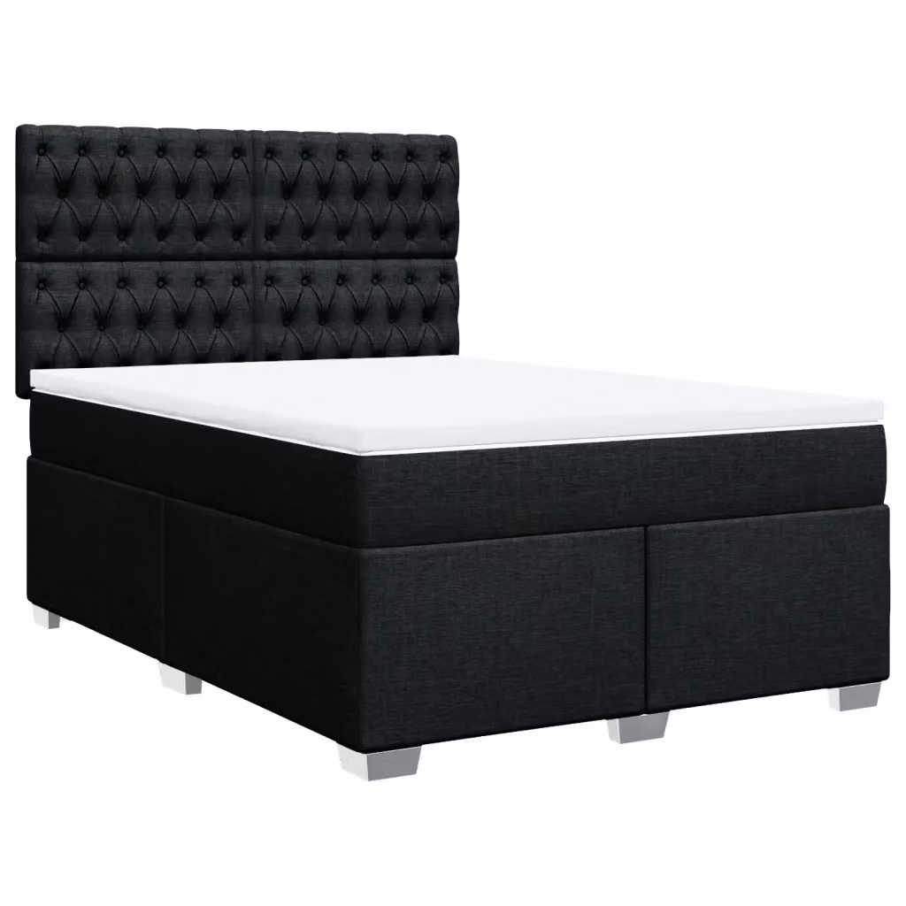 Letto Ibrido vidaXL con Giroletto a Molle e Materasso Nero e Bianco in Tessuto L/P/H: 140 x 200 x 150,5 cm – 2