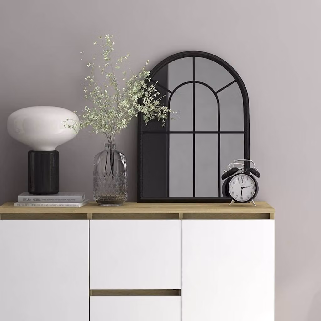 Specchio da parete rettangolare vidaXL in metallo e vetro, colore nero, L: 60 cm, H: 45 cm