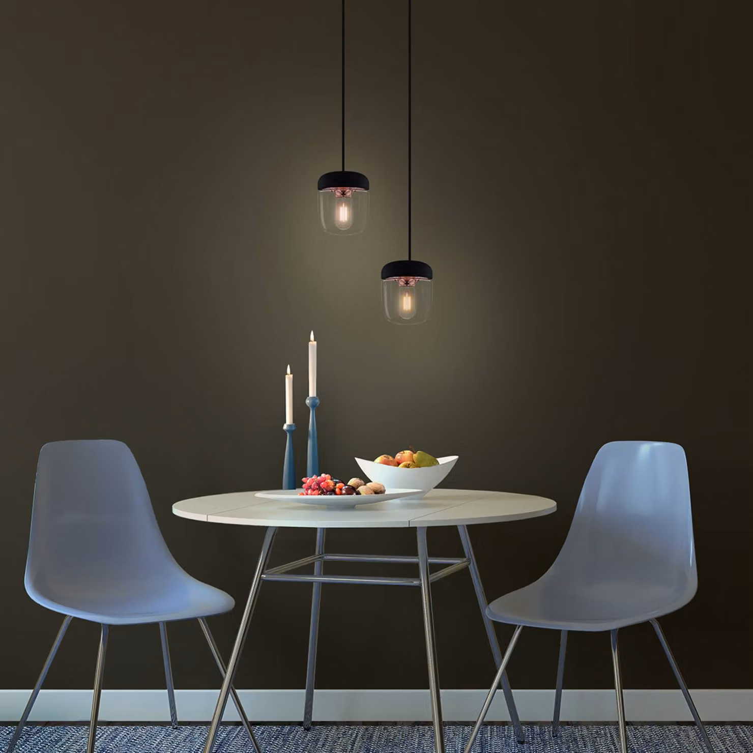 UMAGE Lampada a sospensione Acorn, dimmerabile, Nero, Soggiorno / Sala da pranzo, Vetro, Design, Lampada a sospensione